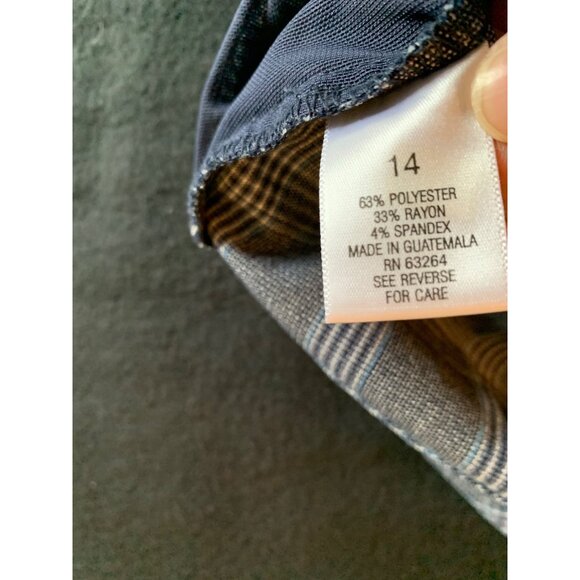 Plaid Womens Wide-Leg Pants By Roz & Ali Size 14 Grey & White Checkered Polyeste - Picture 3 of 11